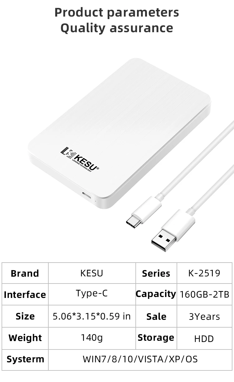 Kesu 2519 2,5 ''120G Тип C USB 3,1 жесткий диск HD HDD напрямую с фабрики Высокая совместимость с Mac/настольный компьютер/ноутбук/MacBook/Xbox