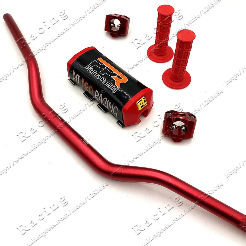

Pit Pro Racing Handlebar Pads With Handle Grips Handlebar Clamp Bar 1-1/8" Pit Bike Motocross Motorcycle Handlebar Red