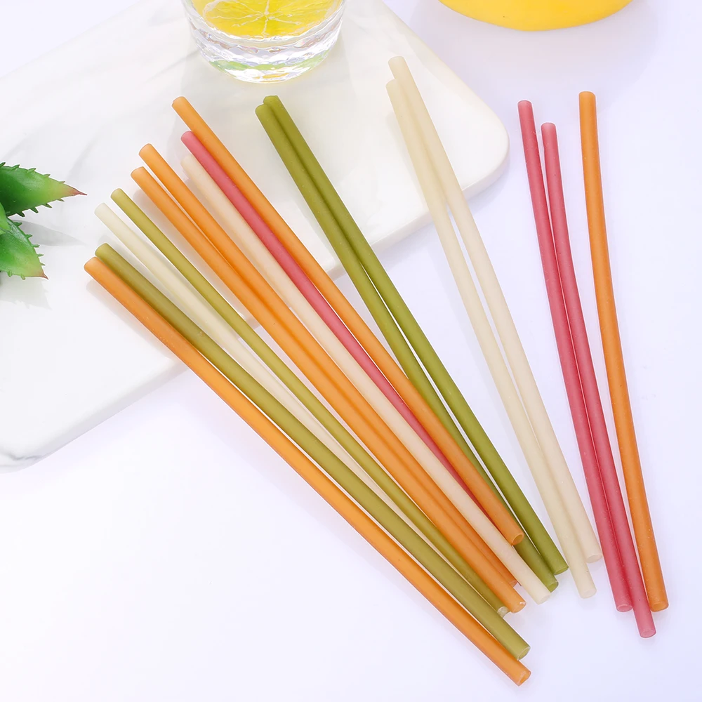 

12PCS Biodegradable Drinking Straw Kitchen Bar Tool Cold Drink Straws Colorful Edible Disposable Eco-Friendly Rice Straw