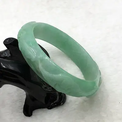 

0263 China Hand-carved Green Emerald Green Jadeite Jade Bracelet Bangle