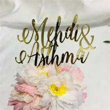 Персонализированные Свадебные торт прекрасное зеркало золото/серебро украшения для торта для вечеринки на заказ Свадебный акриловый торт Топпер