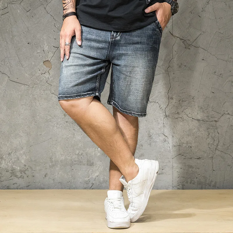 Японский бренд, большие размеры, джинсовые шорты, мужские летние свободные Стрейчевые шорты, джинсы для мужчин, размер 30-42, 44, 46