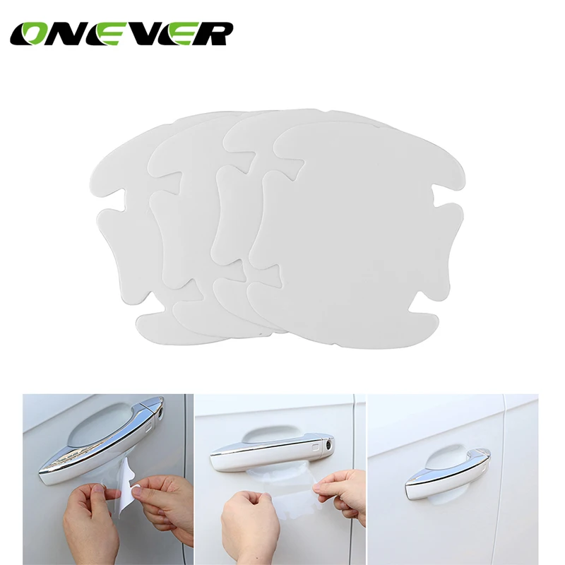 

Onever 4pcs Transparent Clear Car Door Handle Protective Film Universal Anti Fingerprint Guard Protector Sticker