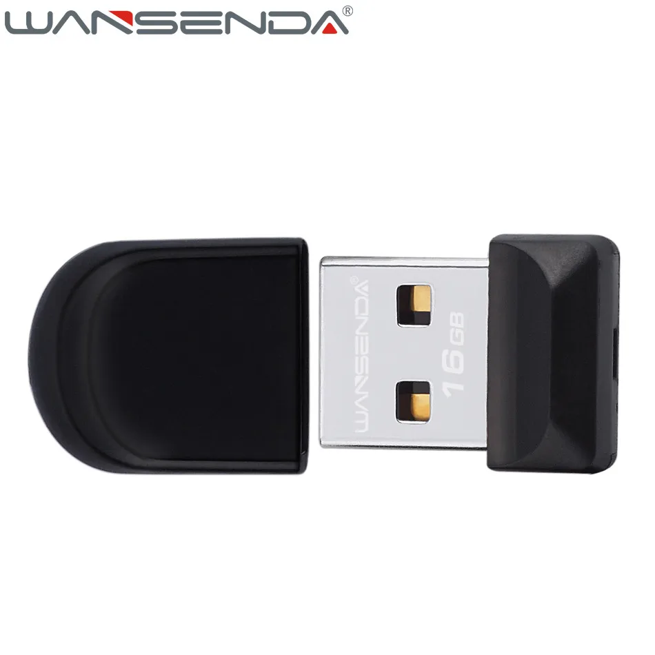 WANSENDA, USB флеш-накопитель с реальной емкостью, 64 ГБ, супер мини-накопитель, 8 ГБ, 16 ГБ, 32 ГБ, USB 2,0, водонепроницаемая флешка, флеш-карта памяти - Цвет: Black