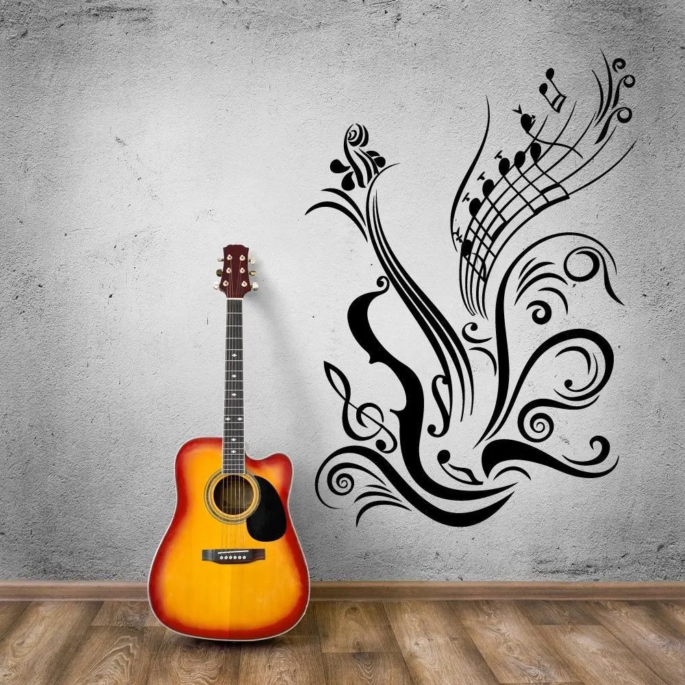 Adesivo de vinil para violão, notas legais para o quarto, adesivos de ...