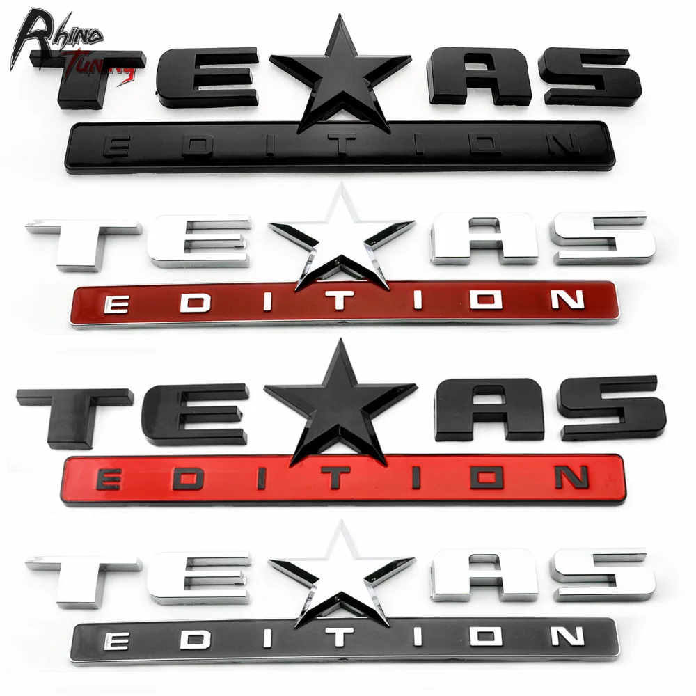 

Rhino Tuning TEXAS EDITION Rear Boot Trunk Auto Side Wing Sticker Car Emblem for Ranger Sierra Colorado Silverado Tahoe 319