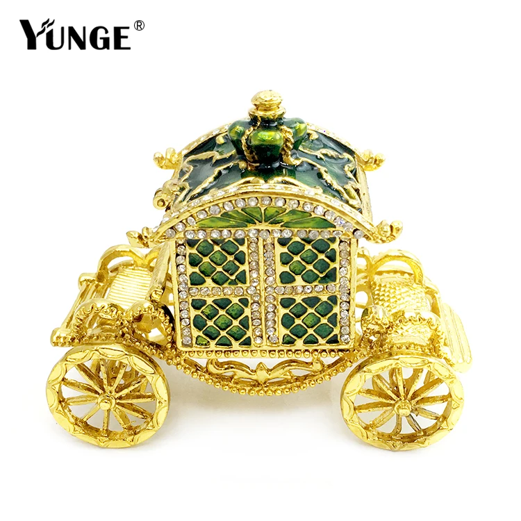 

Gold carriage trinket box wedding jewerly ring box bejeweled trinket box bling crystal jewelry birthday gifts collectibles