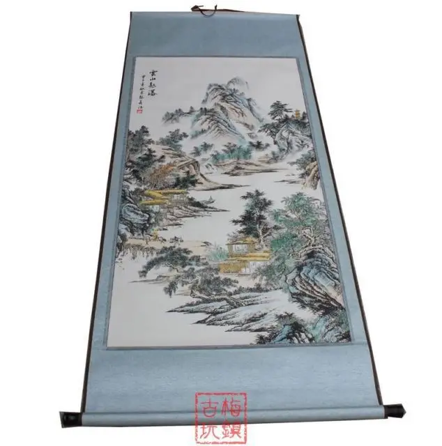 

China Antique collection Boutique Calligraphy and painting Landscape painting diagram /9