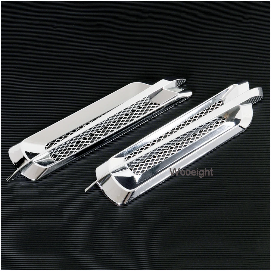Wooeight Universal 1Pair Car Styling Chrome Grid Air Flow Fender Electroplate Side Vent Cover Hole Intake Grille Sticker | Автомобили и
