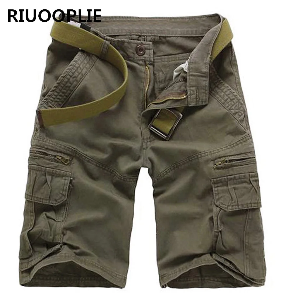 80% OFF RIUOOPLIE Men Military Cargo Cotton Loose Multi-Pocket Short Homme Bermuda Trousers