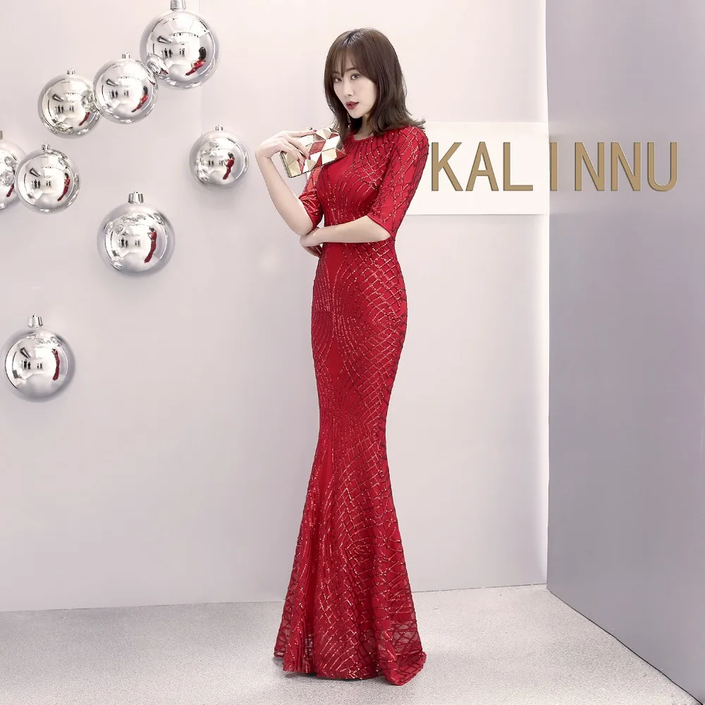 Formal dress Bead Half sleeve stripe Slim TrumpetMermaid Host Club night Long Party Maxi Dress for woman (19)