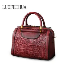 LUOFEIHUA новая трендовая модная сумка тисненая кожа оригинальная кожаная ручная набивная сумка-мессенджер сумка Boston