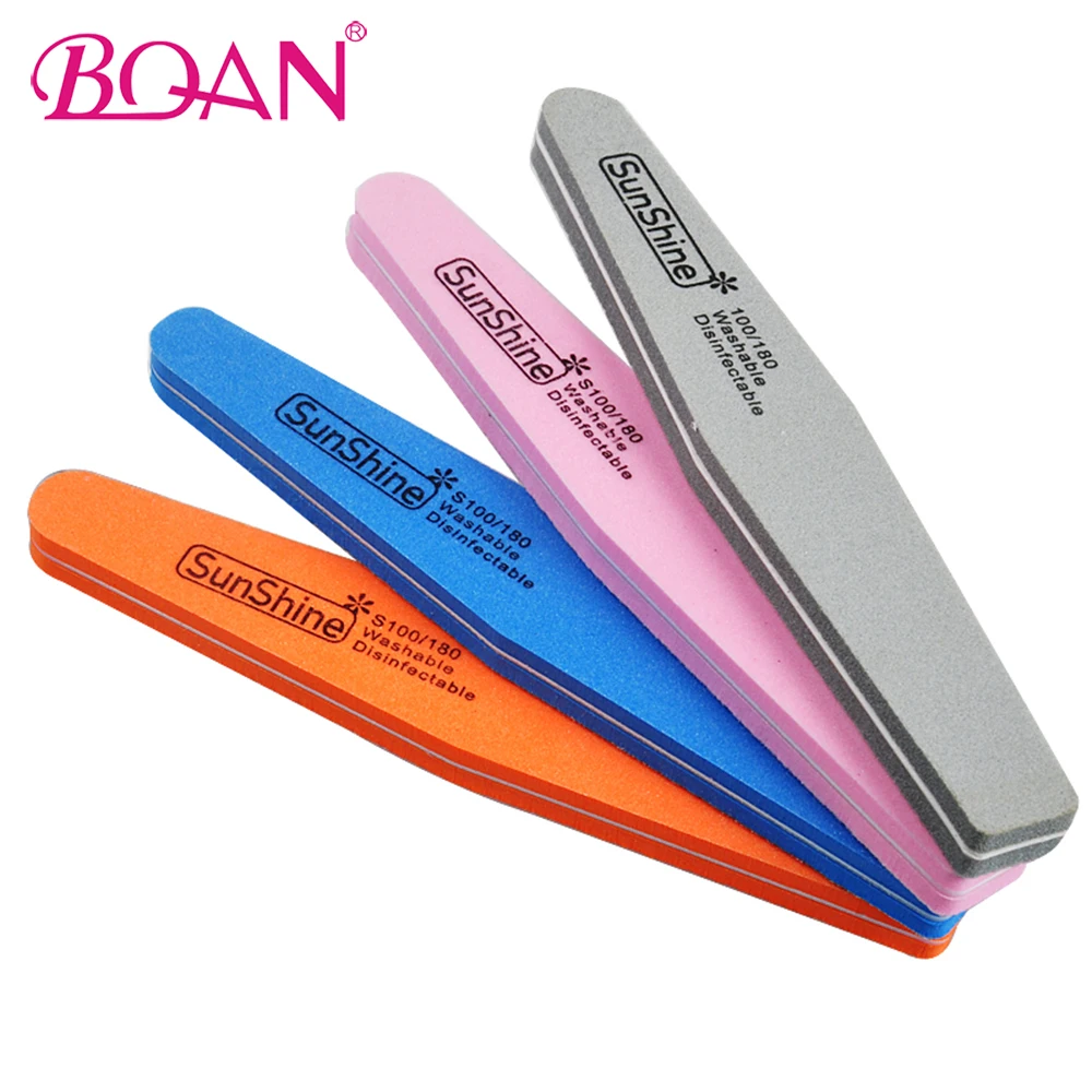 10Pcs/Lot Sanding Nail File 100/180 Washable Disinfectable Double Side