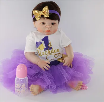 

Bebes reborn doll 23"57cm full silicone reborn baby dolls toys for children gift can bathe princess newborn doll