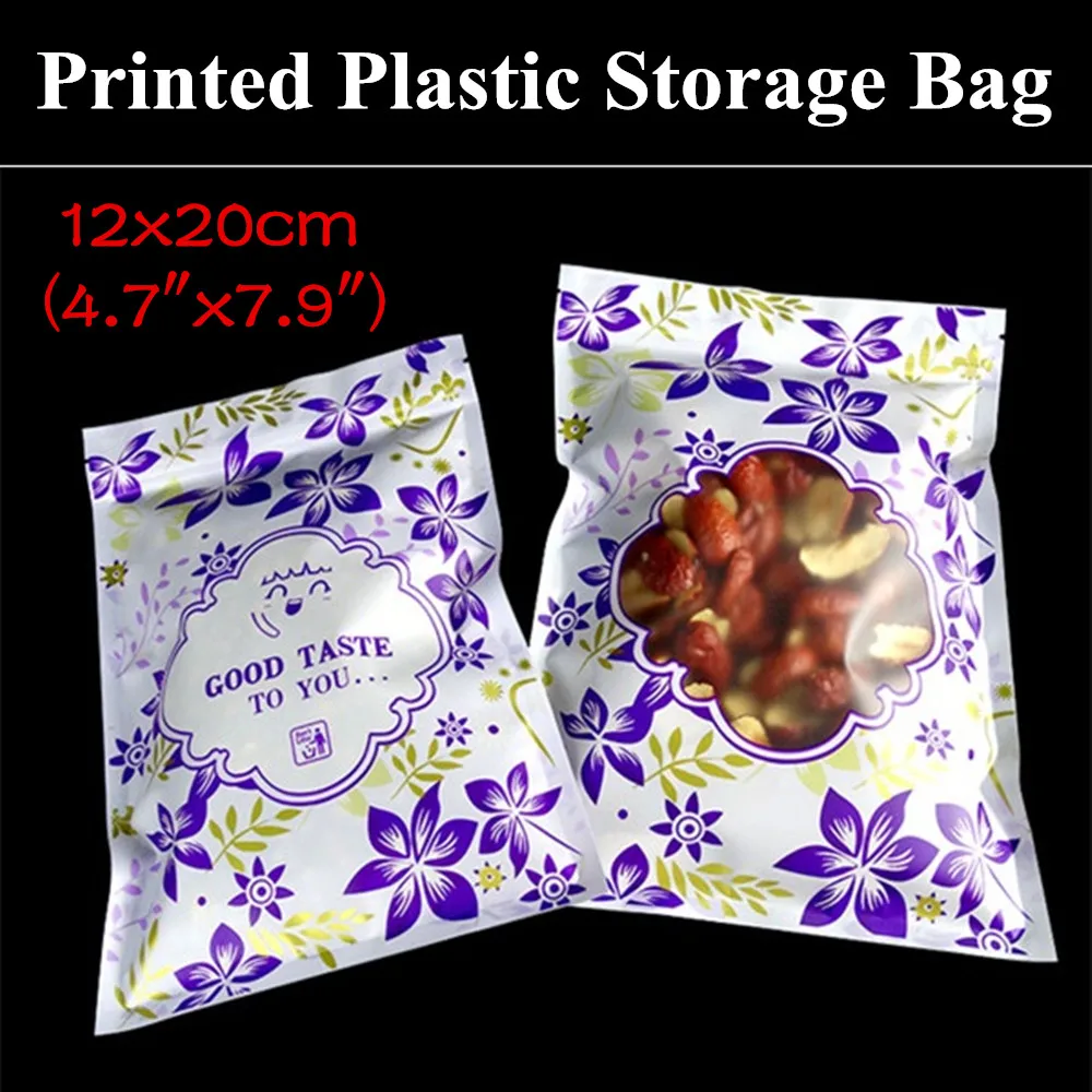 100pcs 12x20cm (4.7"x7.9") Flat Color Printed Plastic Packaging Bag
