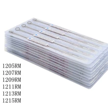 Emalla, 50 шт в наборе, 0,35 мм Одноразовые стерилизованные RM татуировки иглы медицинские для татуировки лайнер оттеняющий 5/7/9/11/13/15RM