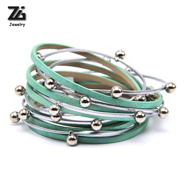 ZG, летний кожаный браслет, очаровательные браслеты и браслеты, браслет с магнитной пряжкой, богемные браслеты для женщин
