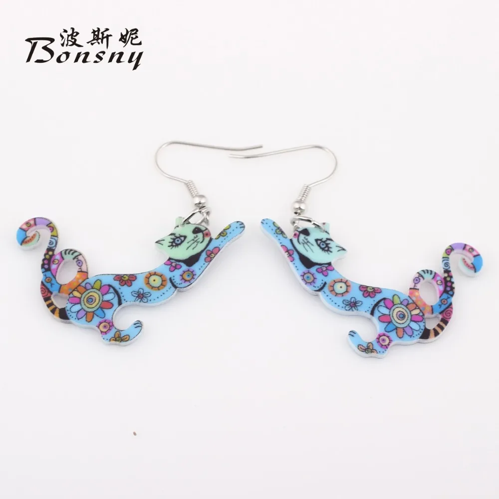 

Bonsny drop cat collar earrings acrylic pattern new 2015 spring summer girls woman jewelry accessories fashion earrings