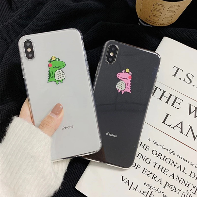 

BONVAN For iPhone X XR XS Max Case soft Transparent alligator Protection Back Funda For iPhone 6 6s 7 8 Plus Phone Cover Coque