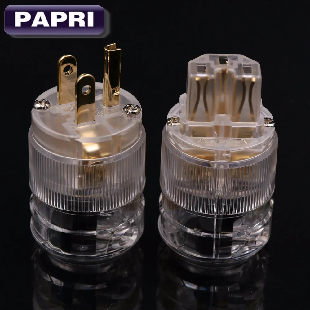 

PAPRI US Standard Male Mains AC Power Plug NCF Nanostructures Pure Copper Gold Plated HIFI Audio DIY Female Power Supply Socket