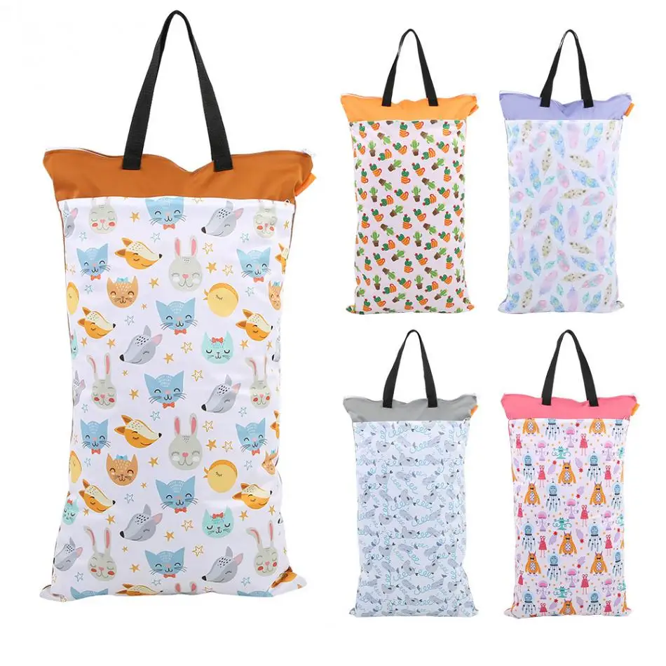 EF204 Diaper Bag Waterproof Large Capacity Hanging Wet Dry Cloth Baby Inserts Nappy Laundry Storage Bag for Newborn Infants