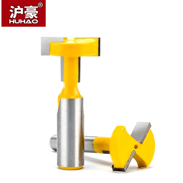 HUHAO 1pc 8mm 1/2″ Shank Woodworking Router Bit T-type Woodworking Slotting  Milling Cutter Tenon Splicing Cutter