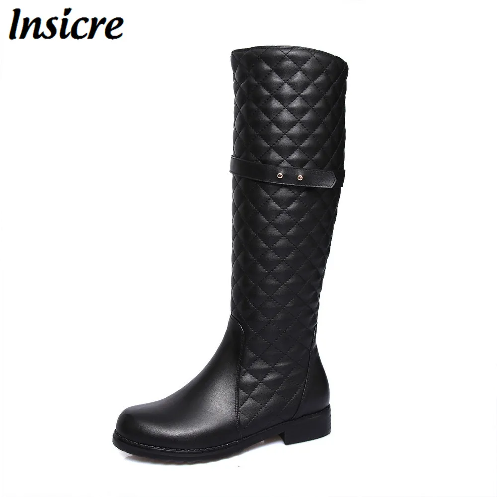 

Insicre New Women's Autumn Winter Mid-calf shoes High Quality Woman long boots Warmful buckle flat Winter Boots size 33-41
