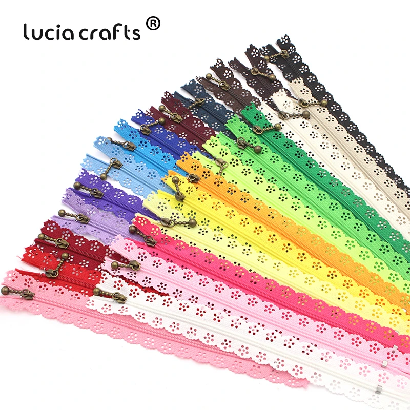 Lucia crafts 10 шт 25 см случайные; смешанные; нейлоновые кружева ткань тяговое кольцо молнии DIY ручной пошив сумки аксессуары для одежды J0402