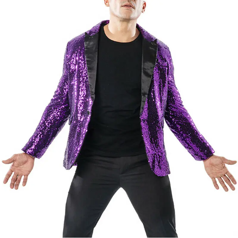 

Mens Sequins Suit Blazer Jacket 2019 Brand Shiny Glitter Embellished Blazer Male Slim DJ Club Stage Blazer Formal Wedding