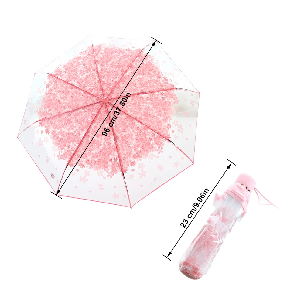 Инновационные милые Cherry Blossom узор складной зонтик прозрачный зонт, Складывающийся втрое Высокое качество дождь инструменты прозрачный