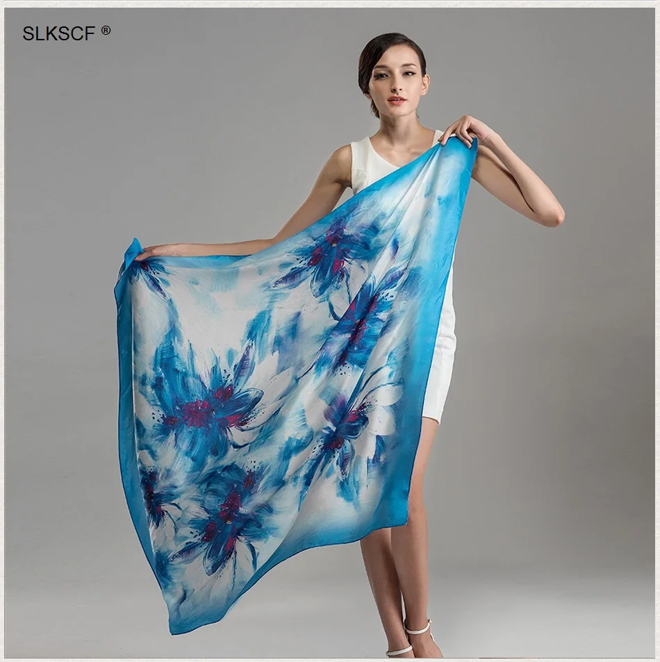 Blue Neck Scarf Chiffon Scarf Square Silk Neck Hair Scarves