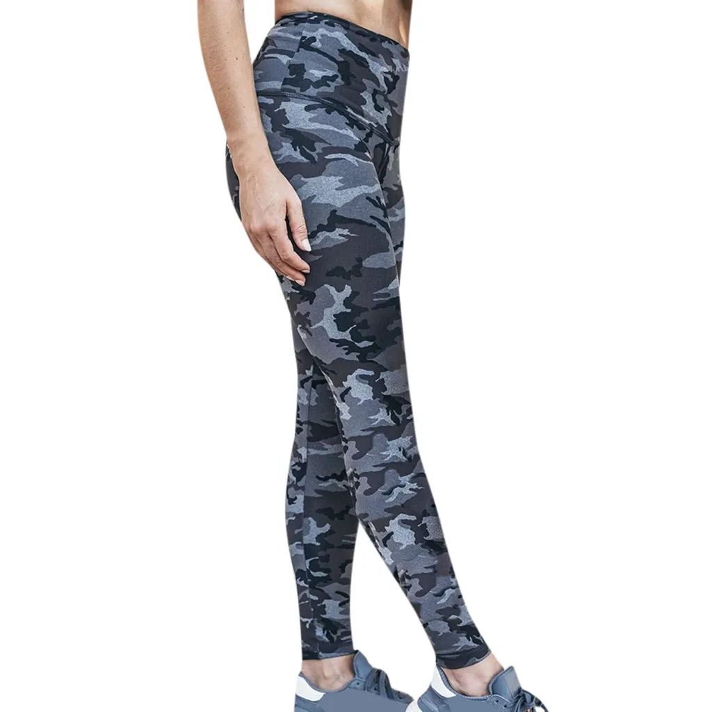 

CHAMSGEND Women's Camouflage printed hip high waist yoga pants sports pants running fitness fashion comfortable yoga pants