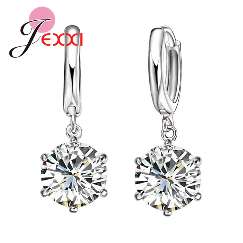 

Hot Sale New women/girl's sparking CZ 925 Sterling Silver pierced dangle earrings jewelry gifts 925 Sterling Silver earrings