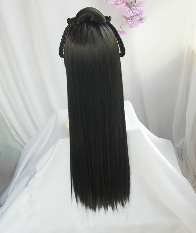 70 см вечерние китайские древние волосы принцессы Косплей Черные винтажные волосы для детей и маленьких женщин Хэллоуин косплей