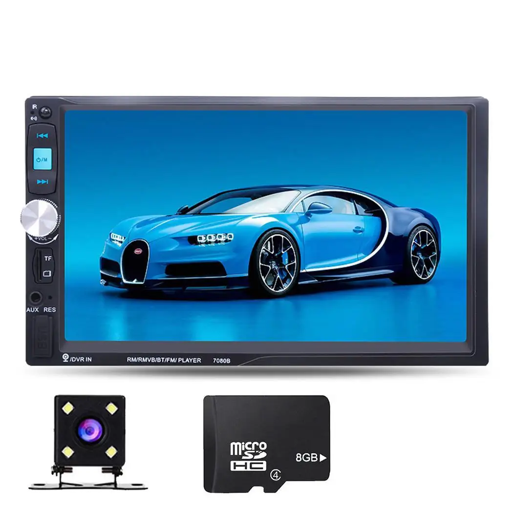

7inch 2 Din Car Radio Car Stereo MP5 Player Touch Screen TF USB GPS FM Bluetooth Car Video Multimedia Player with Camera 7021G