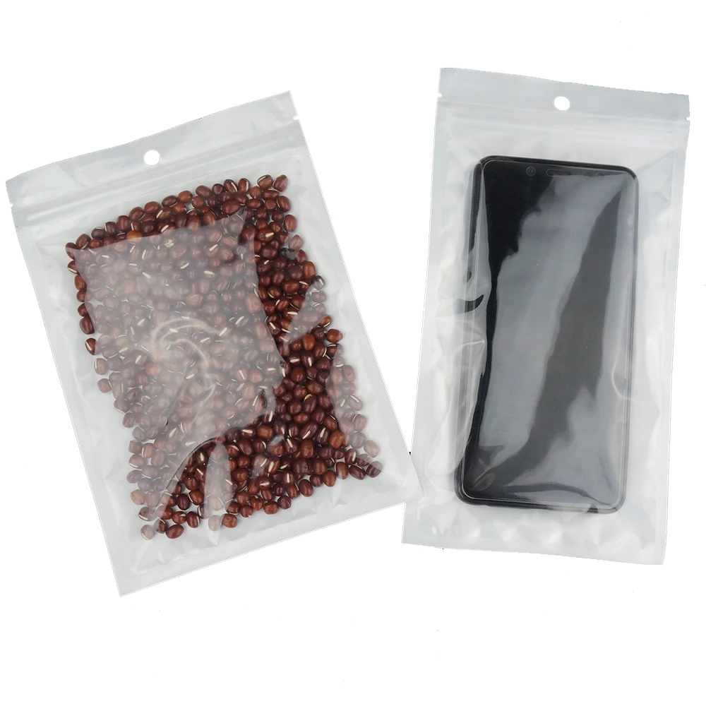 30*40 см белый полупрозрачный БОПП жемчуг плёнки ziplock bag-100pcs/лот гарнитура упаковка сумки с кристаллами, спереди прозрачный USB чехол для хранения