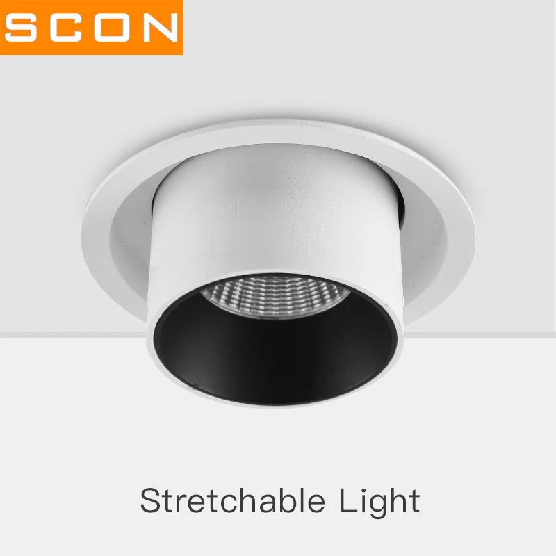 SCON 10W Stretchable LED Spotlight Background Wall Rotateable Painting Lamp High CRI embedded ceiling Downlight wall wash light