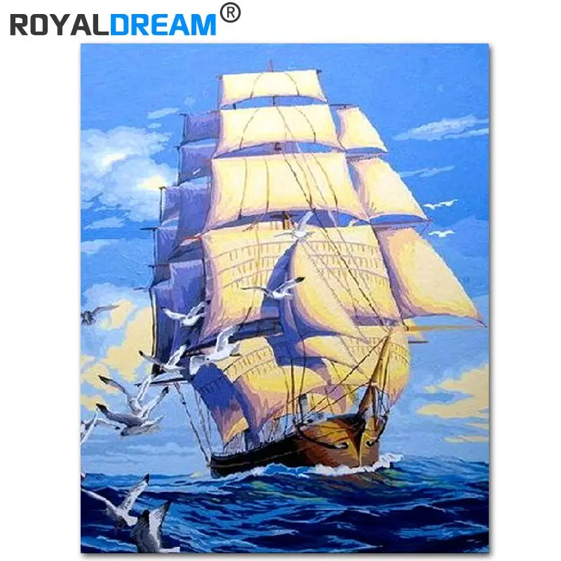 

ROYALDREAM Riding The Wind And Breaking The Waves DIY Painting By Numbers Kit Paint On Canvas Painting Calligraphy For Wall Art