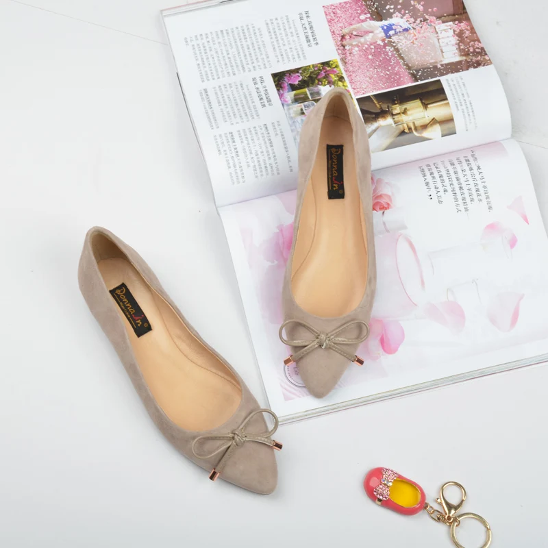 Cuir Dames À Printemps green En 2019 Chaussures Black Noir Vert Ballerines Bout nude Pointu Arc Donna Femmes Gris Véritable dans wFA7OgpqX