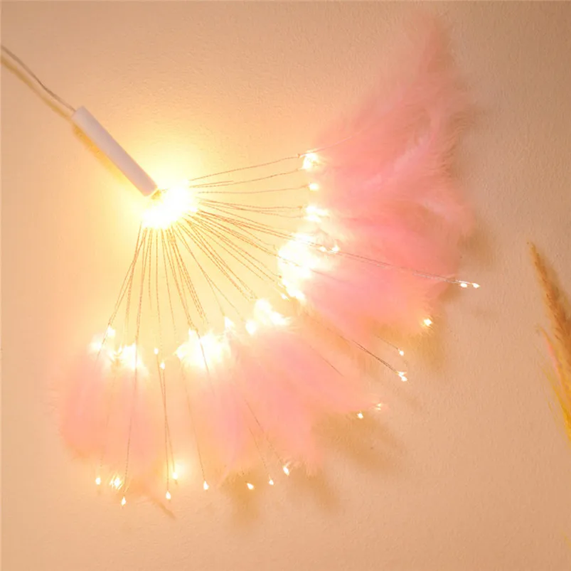 USB Feather Fireworks Lamp String Decoration 100LED Feather Light String Outdoor Courtyard Lighting Garden Decor Luces 35MR813