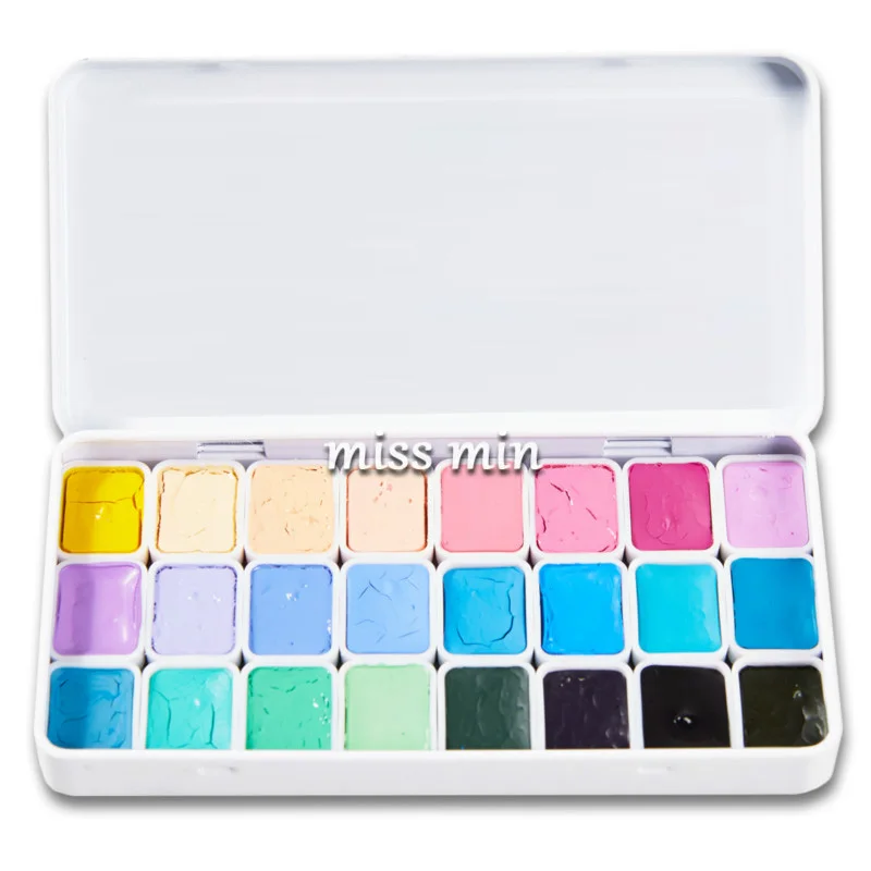 Billige 24 farbe aquarell malen candy farbe neue farbe basis farbe aquarela kunst liefert anfänger 0,8 ml mini eisen box verpackung verf