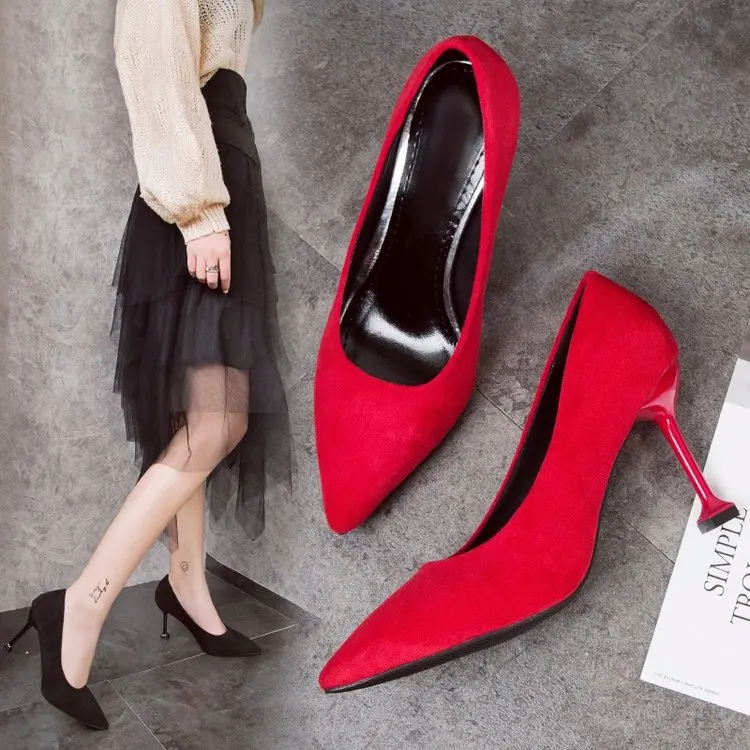 red simple heels