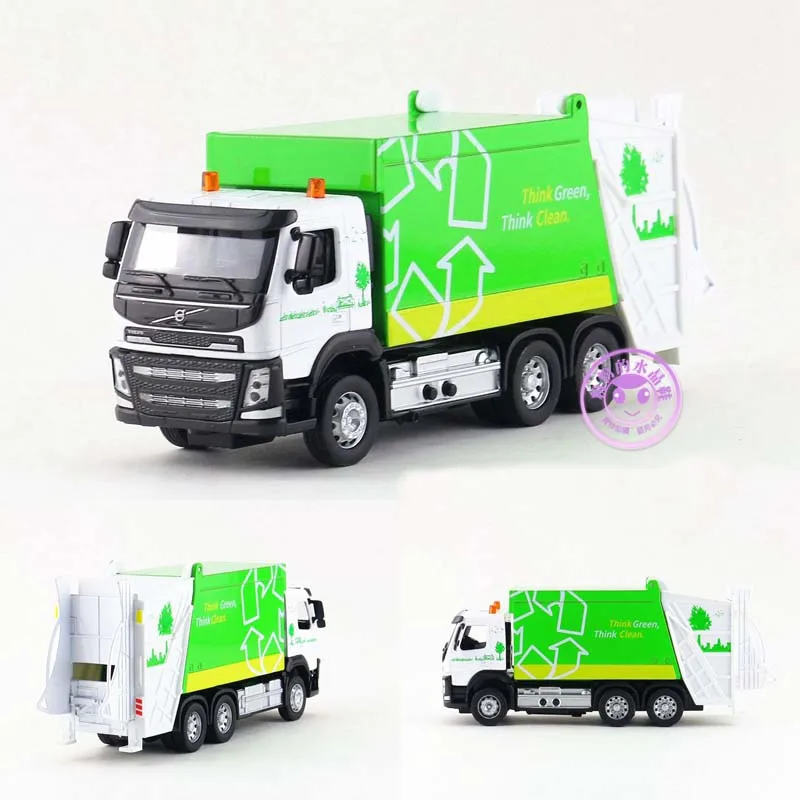 

1:50 Scale Garbage Truck Engineering Car With Sound Light Educational For Kids Gift Collection