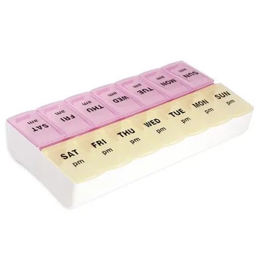 

7 Day Pill Box With Clip Lids Medicine Organiser Tablet Storage Dispenser Weekly SF031