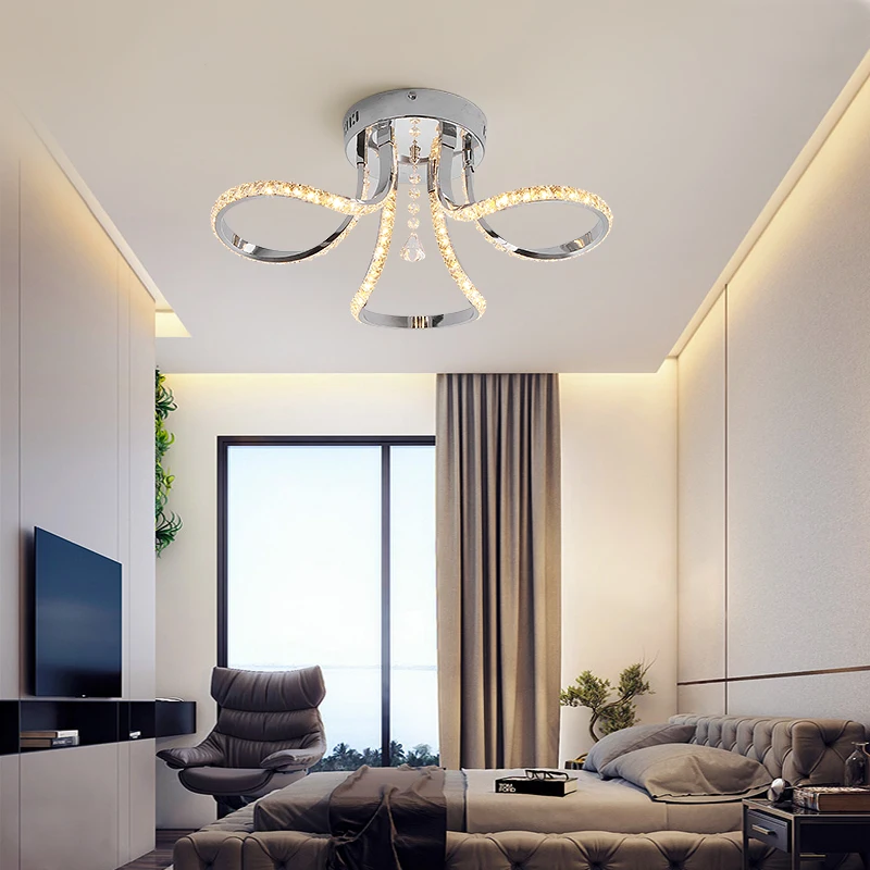 Современный светодиодный хрустальный канделябр для гостиной, спальни, мастерской, кристальный блеск, хромированная отделка, 110 В, 220 В, люстра для домашнего декора
