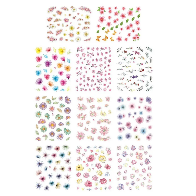 

1Sheet Flower Nail Water Decal Stickers Sakura Daisy Lavender Floral Pattern 3D Transfer Sticker Manicure Nail Art Decoration