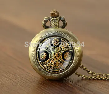 

Doctor dr Who Pocket Watches 12pcs/lot Necklaces masters fob locket necklace Timelord Seal Locket pendant fashion jewelry dw man