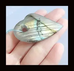Резные Лабрадорит кулон, 48x32x6 мм, 14.64 г, натуральный камень Резные Лабрадорит кулон