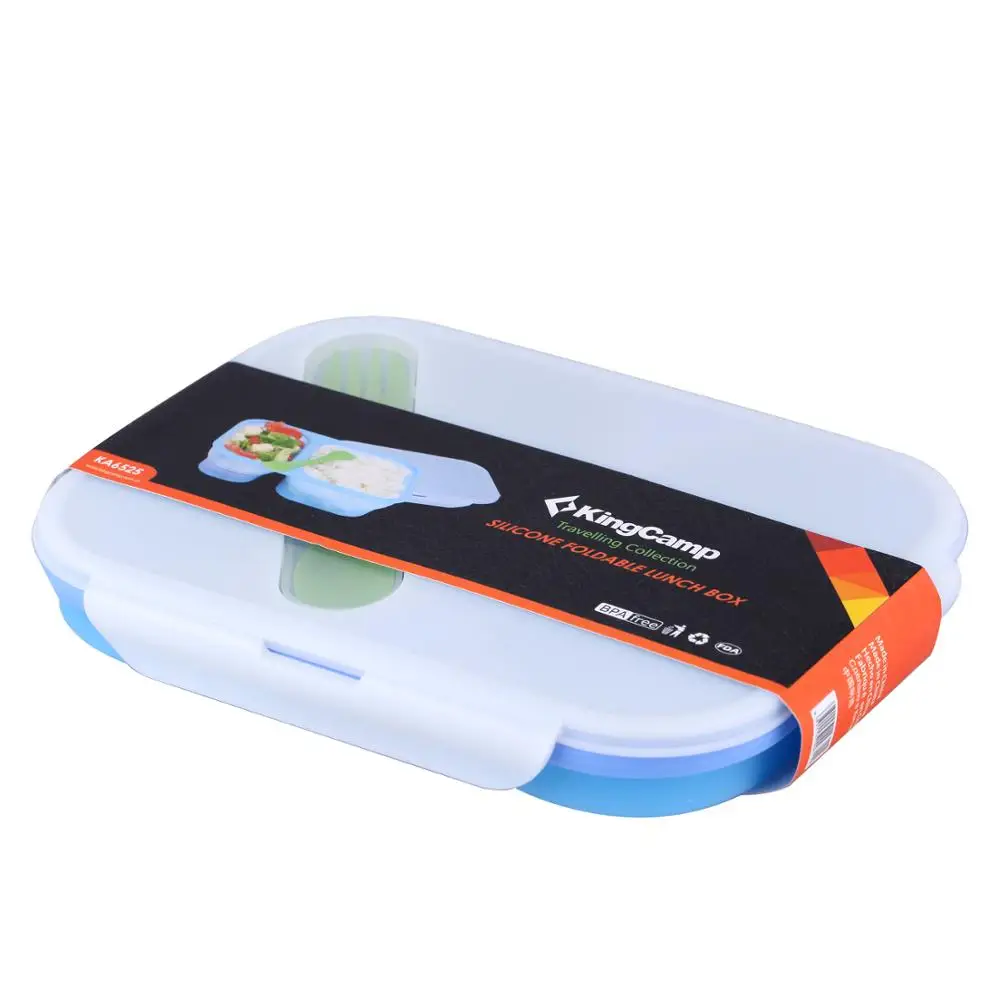 

KingCamp Silicone Foldable Lunch Box Two Compartment1600ml outdoor camping travel tableware utensils for a picnic tourism