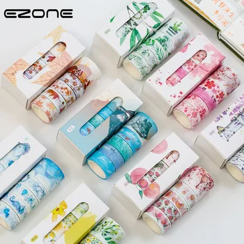 

EZONE Flower Tape Kawaiii Sakura/Peach/Sky/Green Leaves Printed Washi Tape For Children Decoration DIY Scrapbooking Album Supply